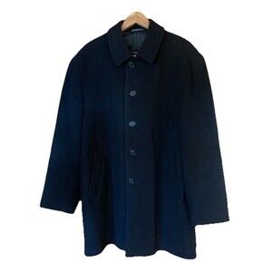 London Fog Men’s Single Breasted Wool Blend Top Coat 38R Overcoat Preppy Black